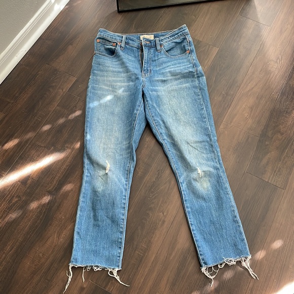 Madewell High-rise slim crop boyjean raw hem dover wash size 25 - Picture 4 of 11